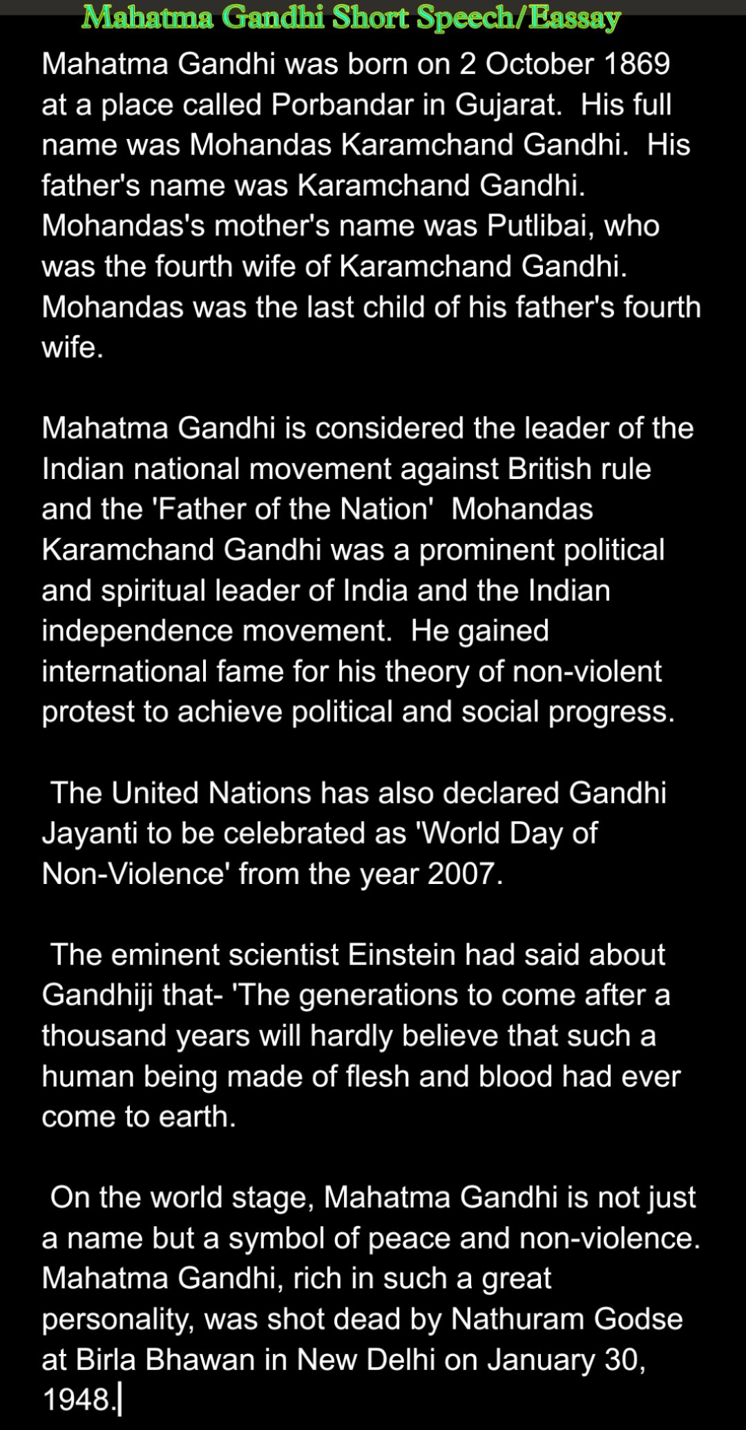 Gandhi ji short Speech in English image photo Gandhi ji short Speech in English image photo