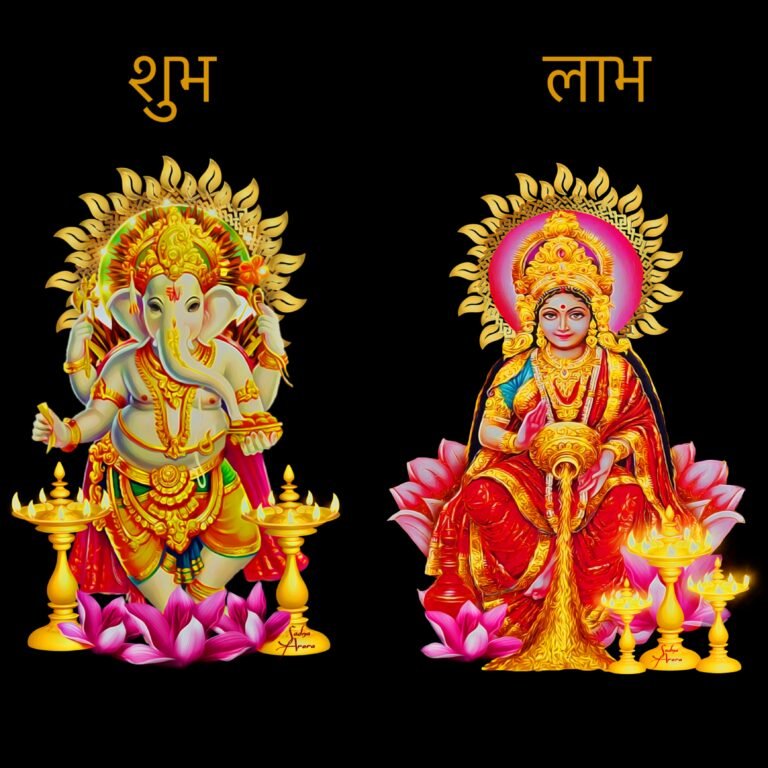 धन, समृद्धि और ज्ञान के प्रतीक, माँ लक्ष्मी और भगवान गणेश जी की सुंदर प्रतिमा।