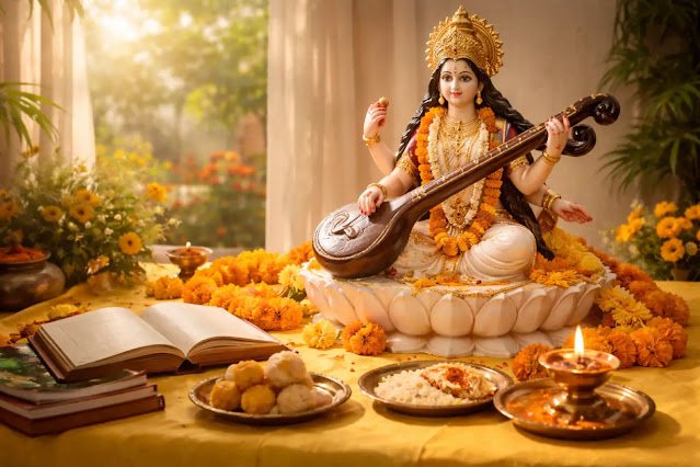 बसंत पंचमी 2026: माँ सरस्वती पूजा विधि, शुभ मुहूर्त, मंत्र, कथा और विद्यारंभ का विस्तृत गाइड