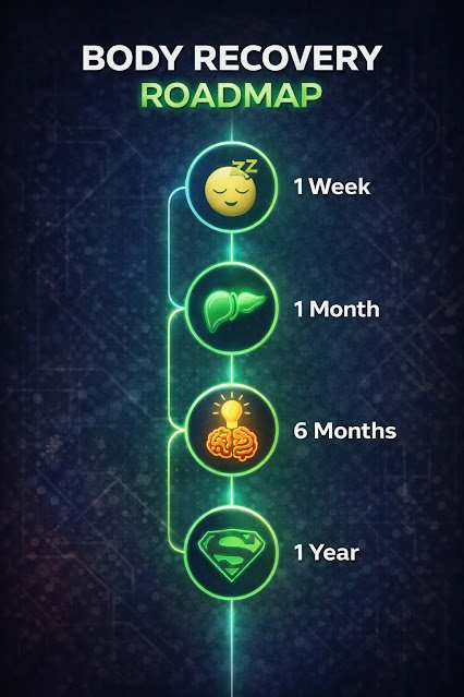 शराब छोड़ने के बाद शरीर में होने वाले पॉजिटिव बदलाव (Recovery Timeline) शराब छोड़ने के बाद शरीर में होने वाले पॉजिटिव बदलाव (Recovery Timeline)
