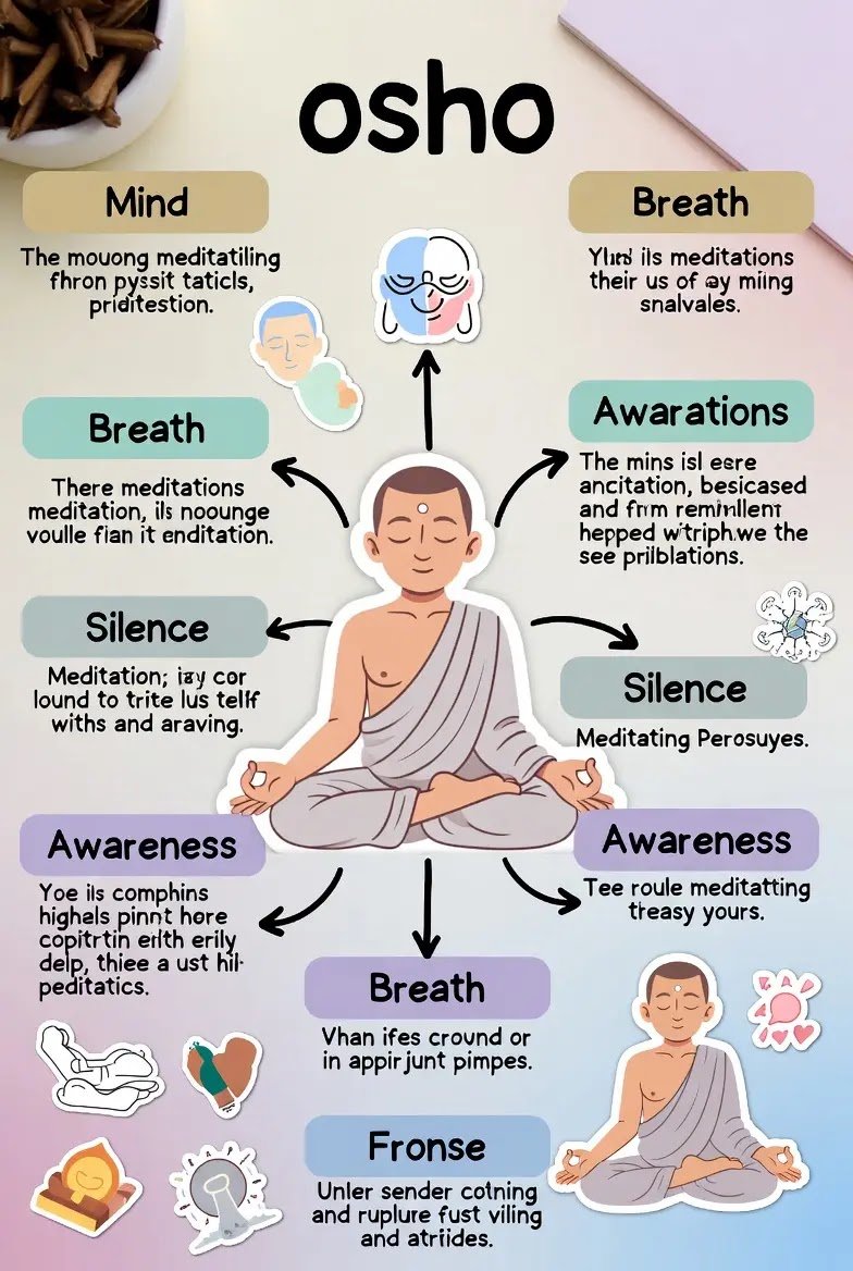 Osho meditation explained through visual poster diagram