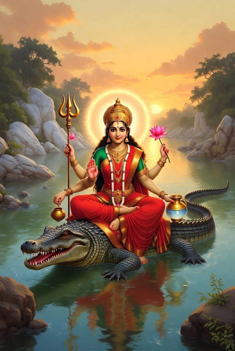 Peaceful Narmada River Bank Mobile Wallpaper