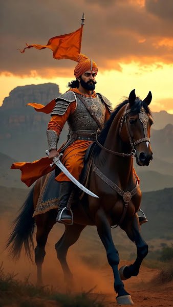 Shivaji Maharaj Painting Style Wallpaper