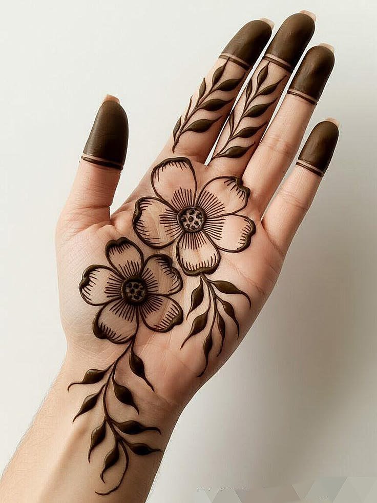 Simple and fast mehndi design for front hand beginners