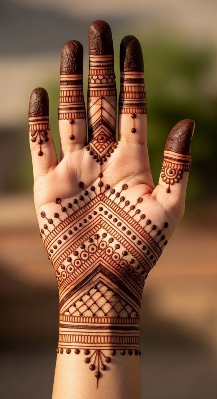 Modern back hand mehndi design simple photo
