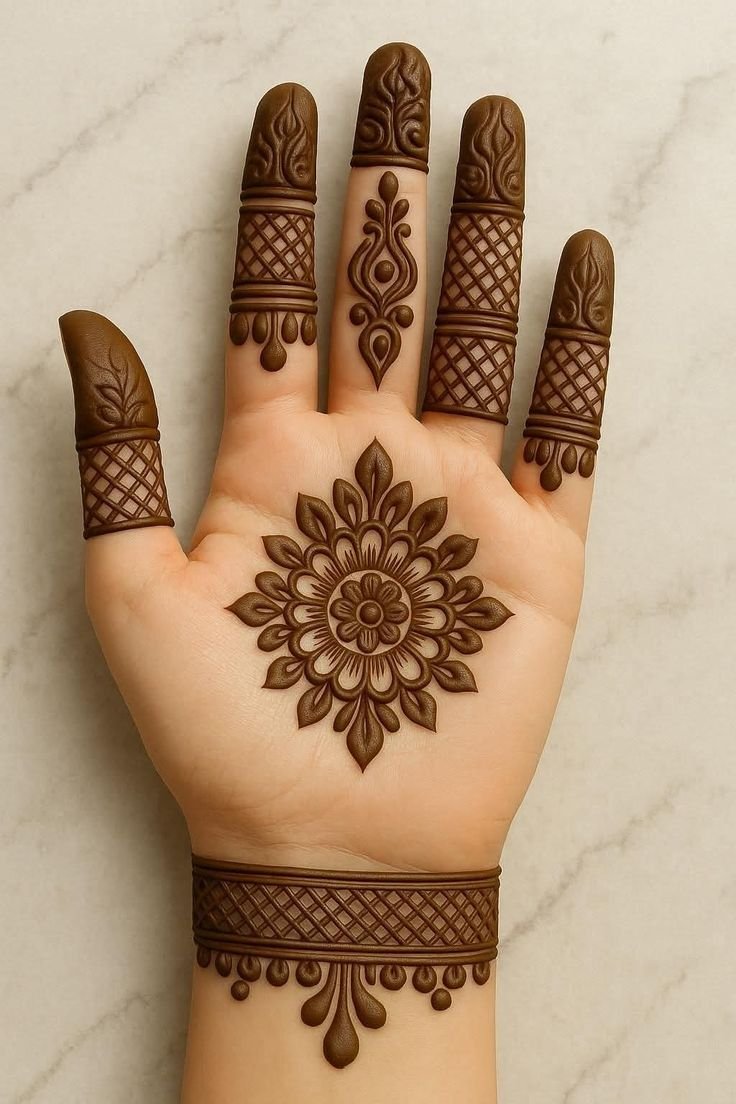 Beautiful easy mehndi design for front hand