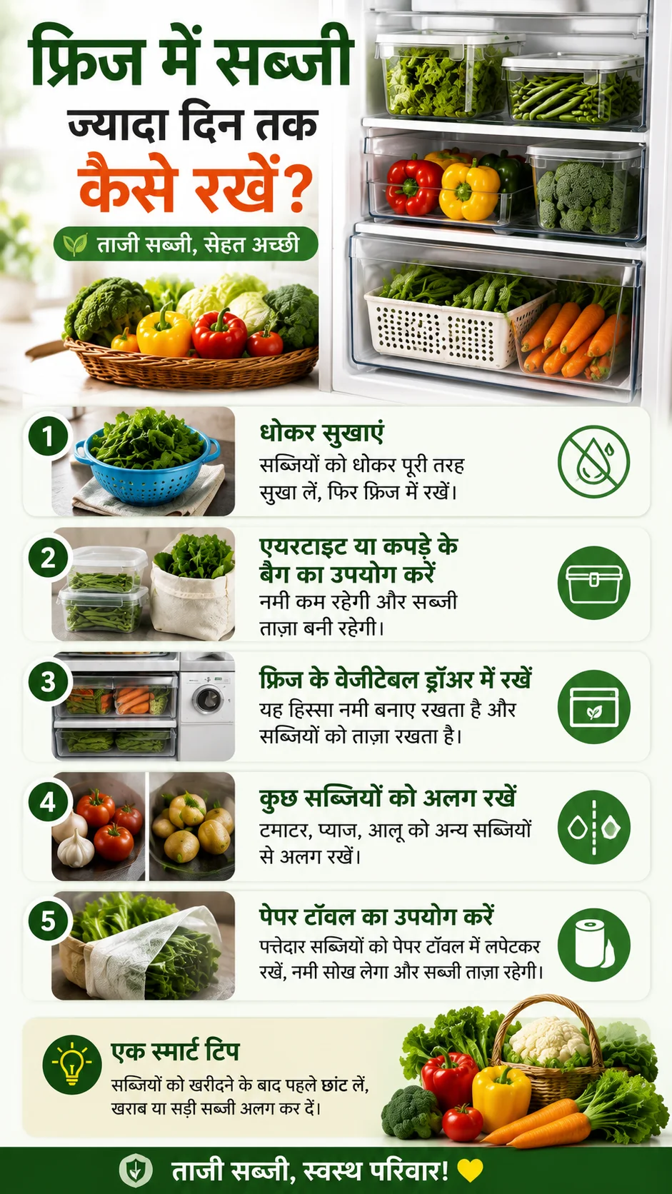 फ्रिज में सब्जी ज्यादा दिन तक कैसे रखें