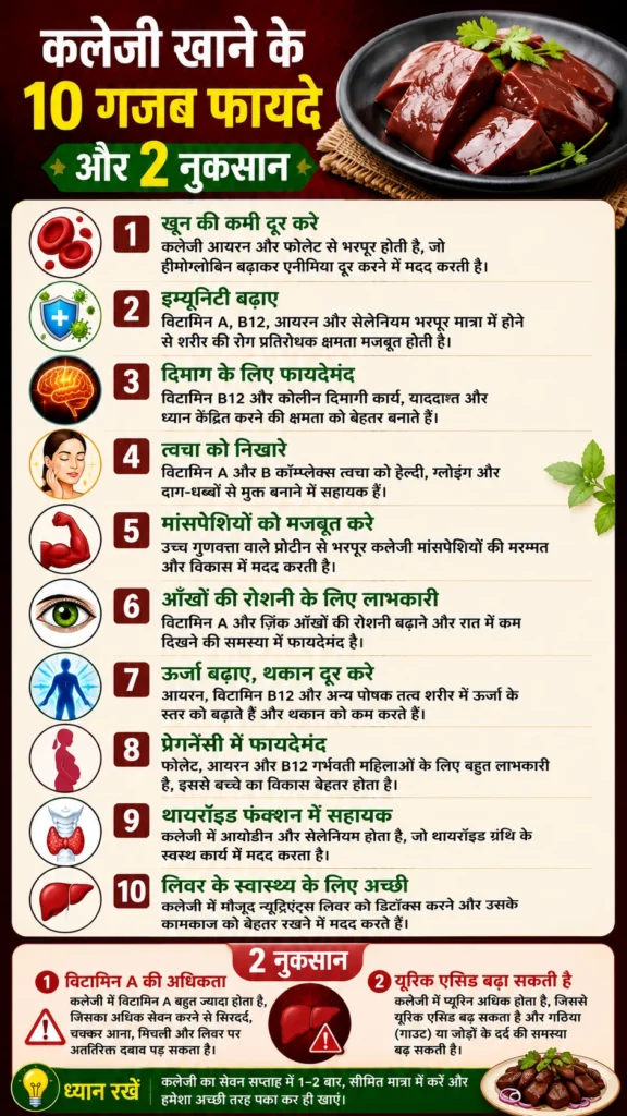 कलेजी खाने के 10 गजब फायदे और 2 नुकसान – पूरी जानकारी यहाँ जानें