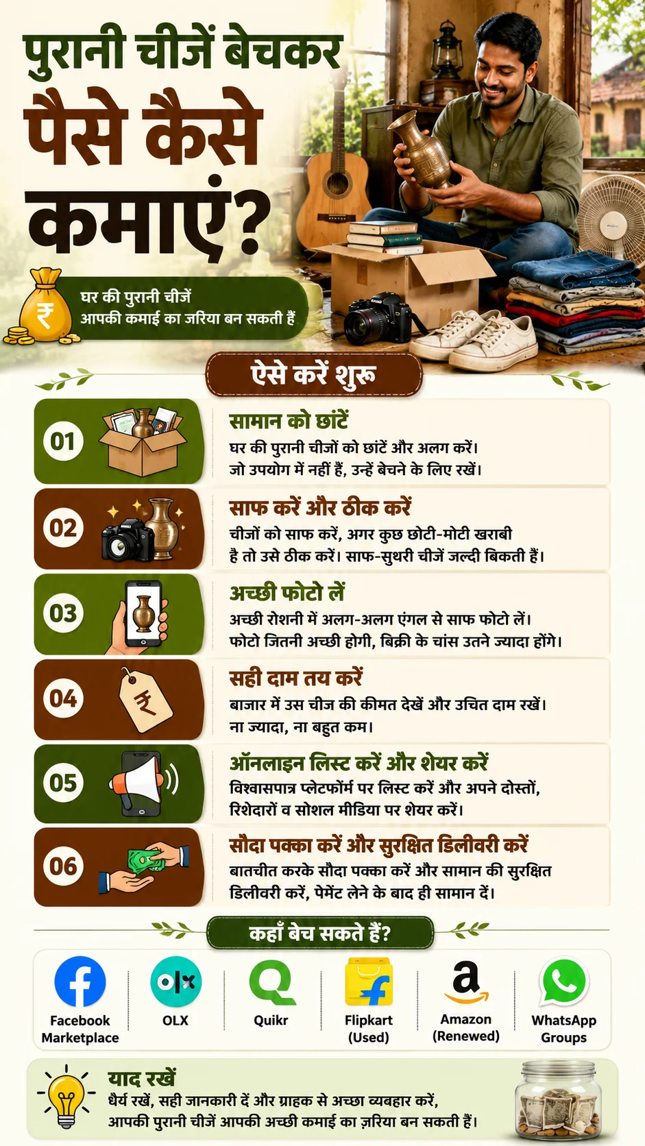 पुरानी चीजें बेचकर पैसे