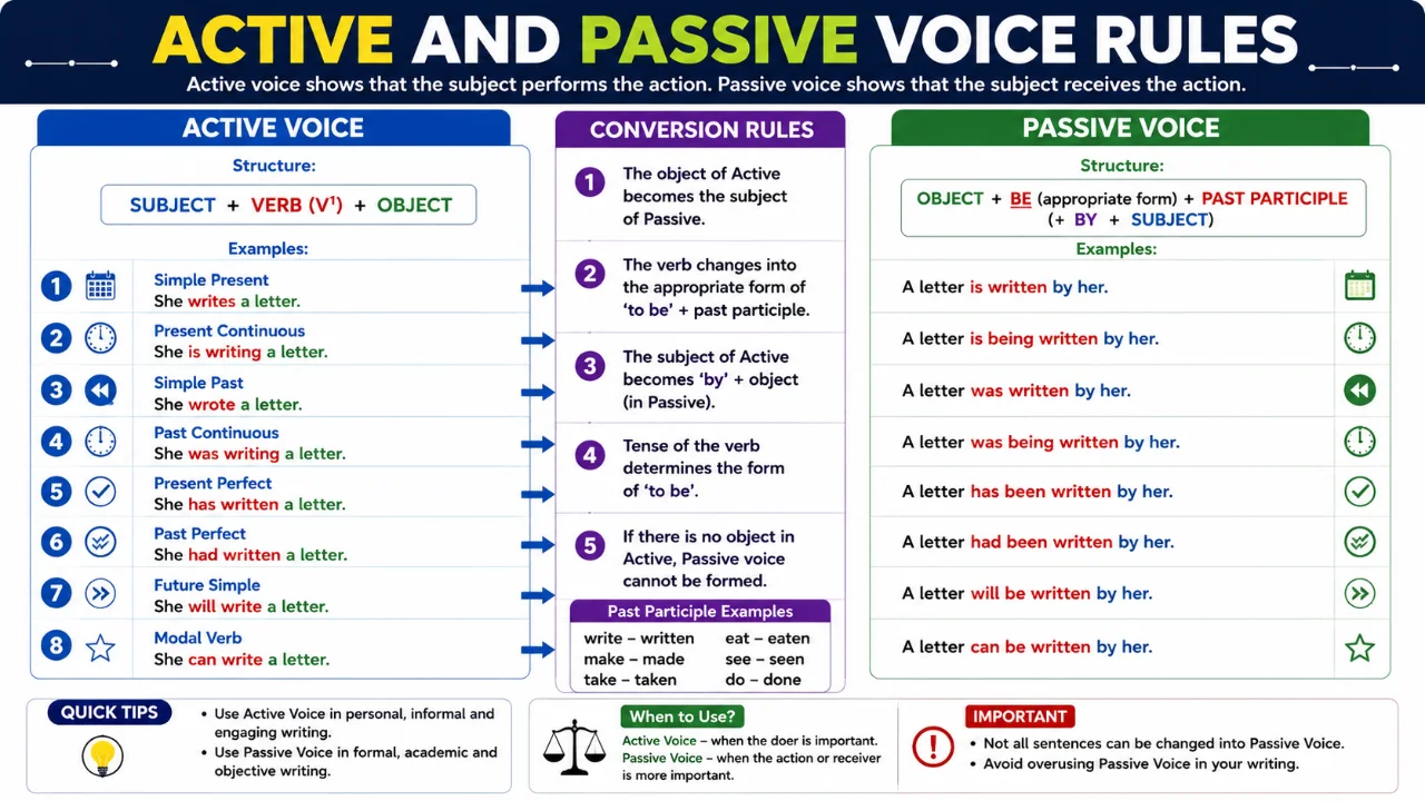 active and passive voice rules