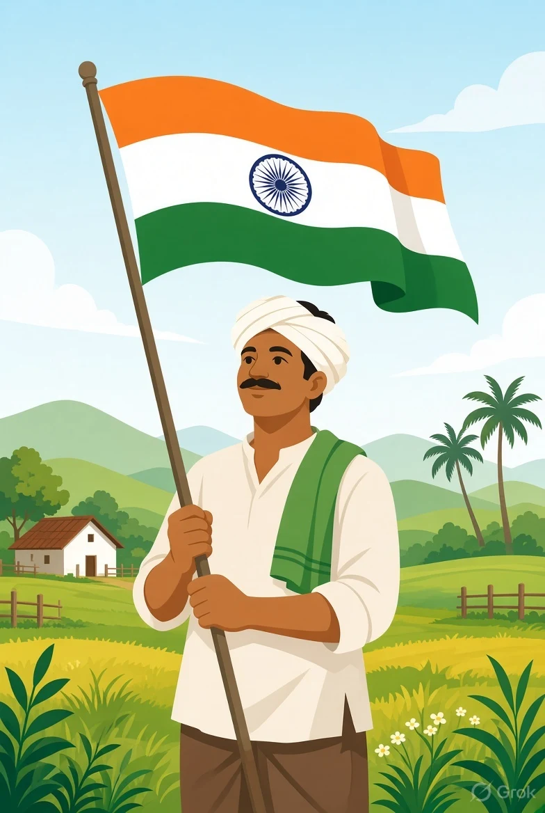 Kisan with Tiranga
