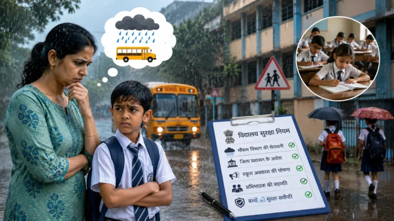 बारिश में स्कूल