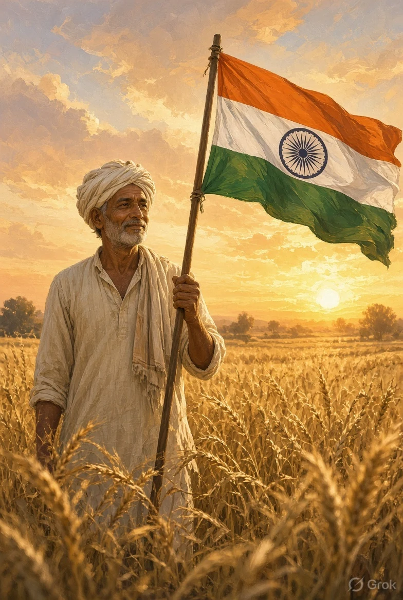 Kisan with Tiranga