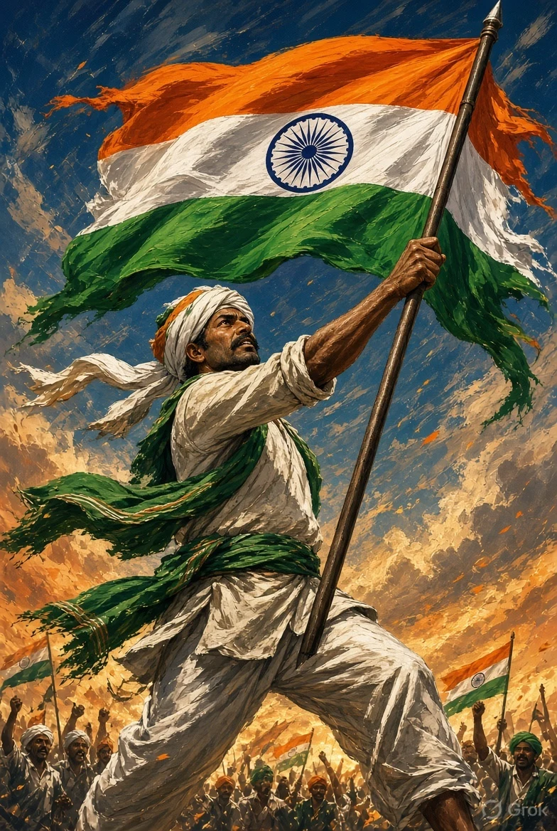 Kisan with Tiranga