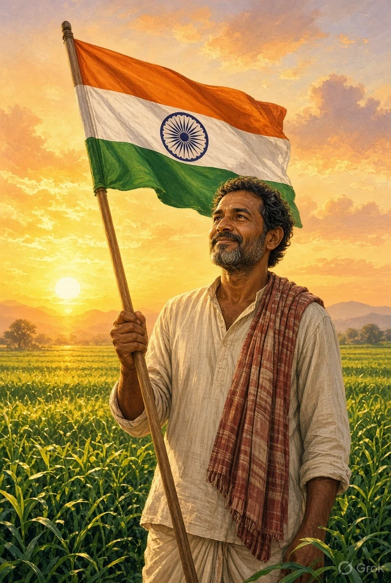 Kisan with Tiranga