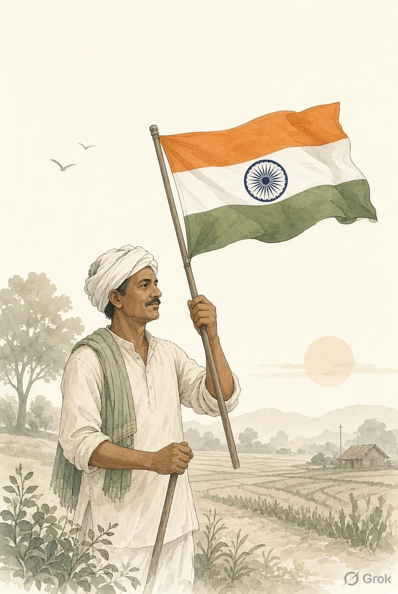 Kisan with Tiranga