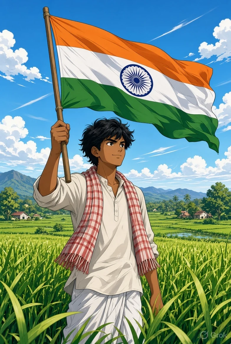 Kisan with Tiranga
