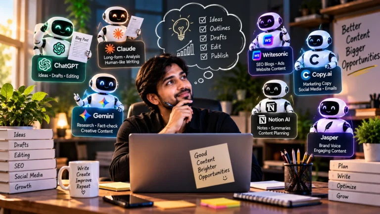 AI tools for content writing 2026 — Ideas से Publish तक सही टूल चुनो