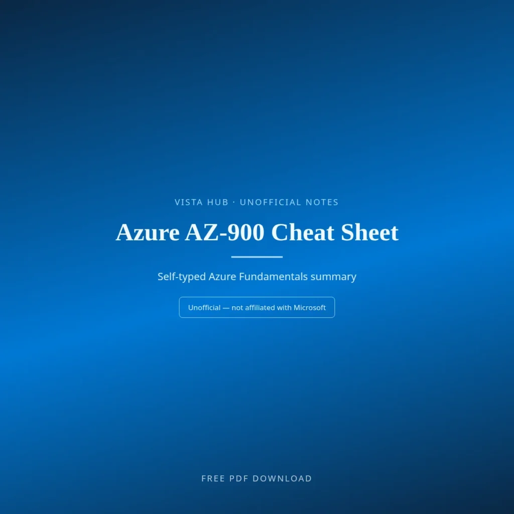 Azure AZ-900 Cheat Sheet PDF Download