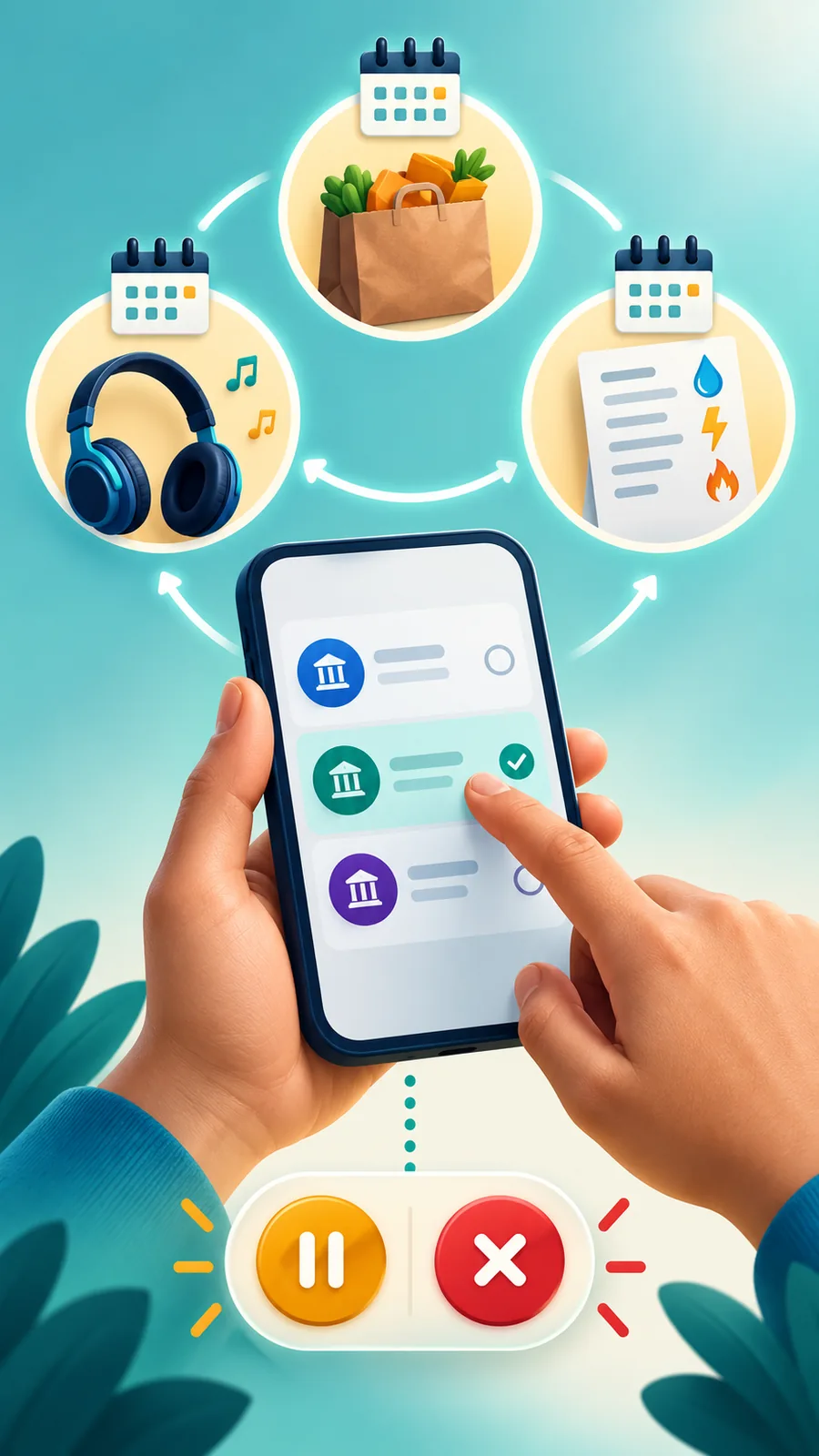 मोबाइल पर subscription mandate देखकर pause या cancel का चुनाव