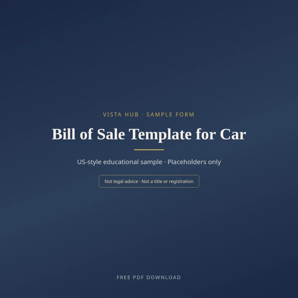 Bill of Sale Template PDF for Car Download