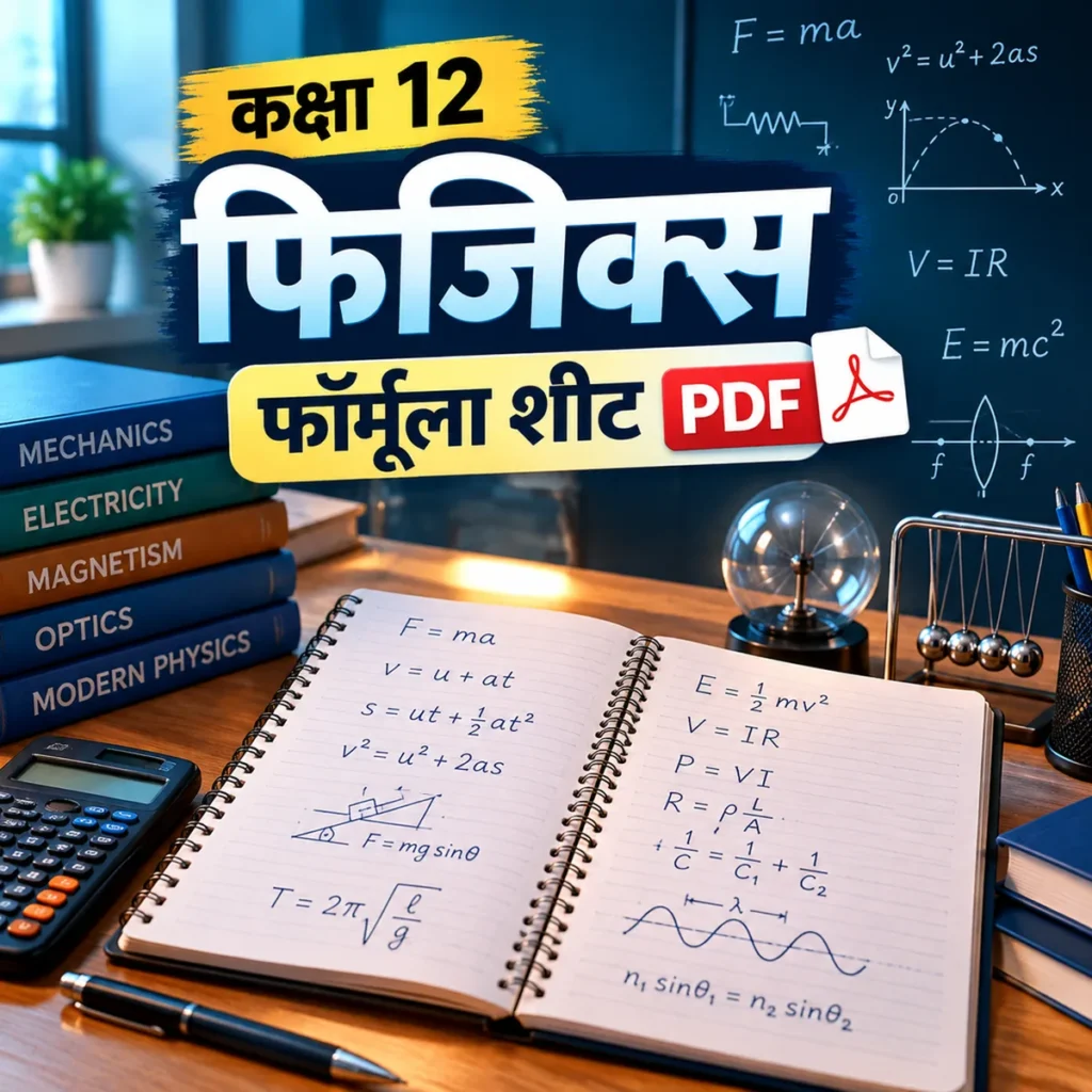 कक्षा 12 फिजिक्स फॉर्मूला शीट PDF डाउनलोड