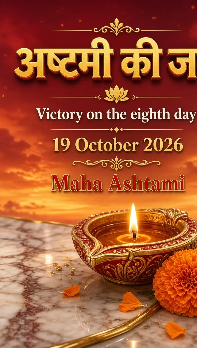 अष्टमी की जय — महा अष्टमी 2026 पोस्टर