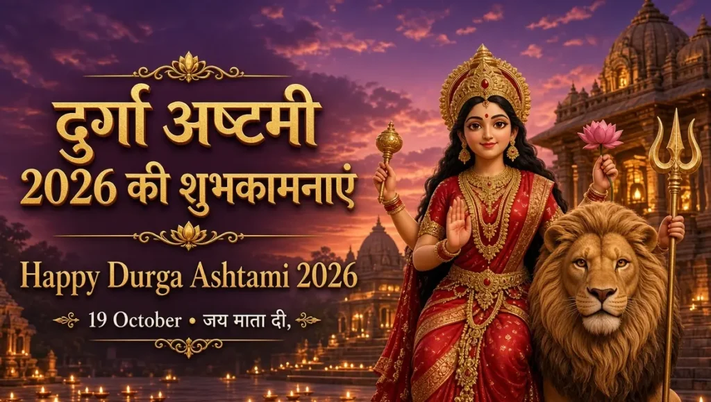 दुर्गा अष्टमी 2026: माता रानी की शुभकामना इमेज