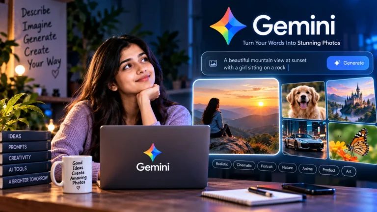 Gemini AI photo prompts — words को visuals में बदलने का तरीका; फीचर बदल सकते हैं
