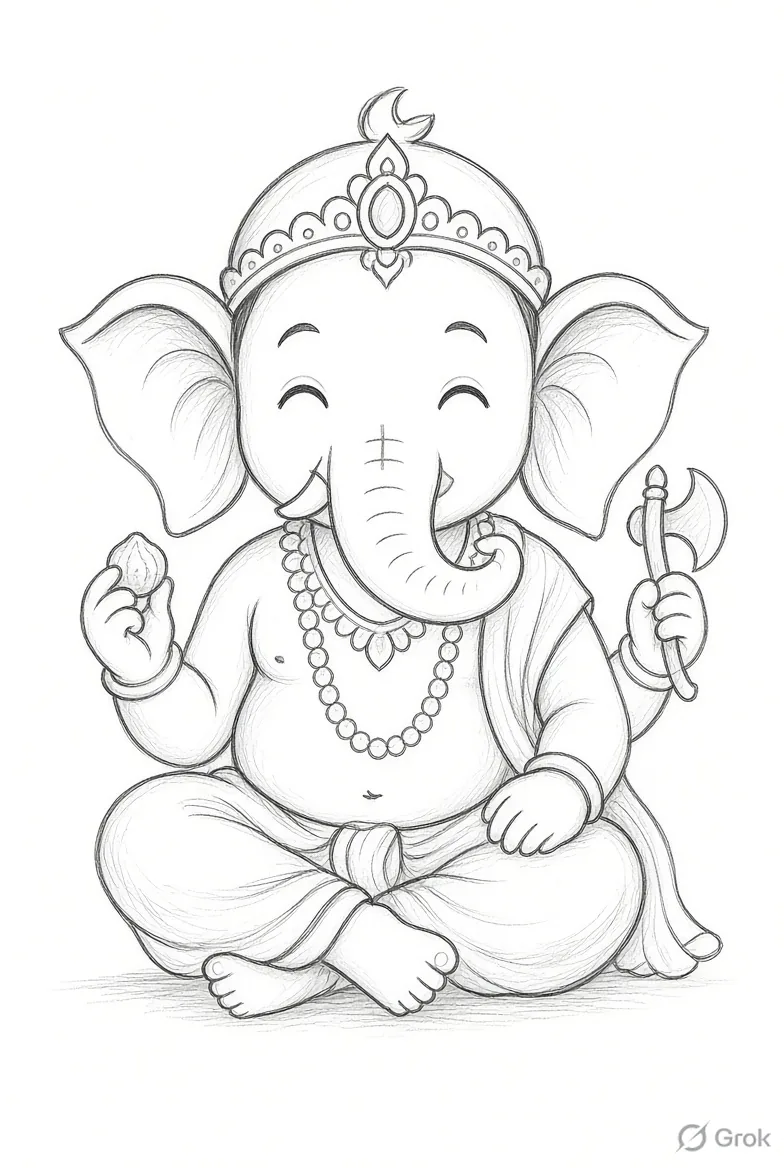 ekdanta ganesh pencil sketch easy