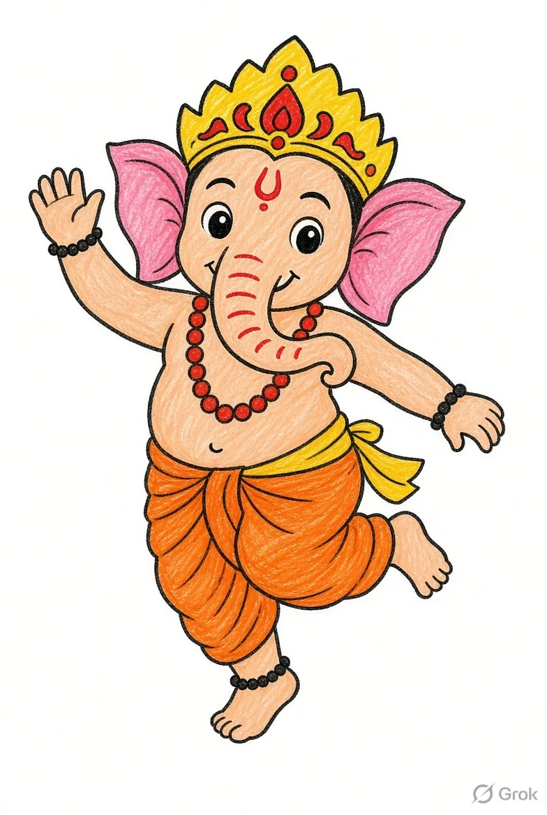 dancing ganpati bappa kids drawing