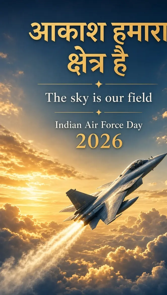 आकाश हमारा क्षेत्र है — वायु सेना दिवस 2026 पोस्टर