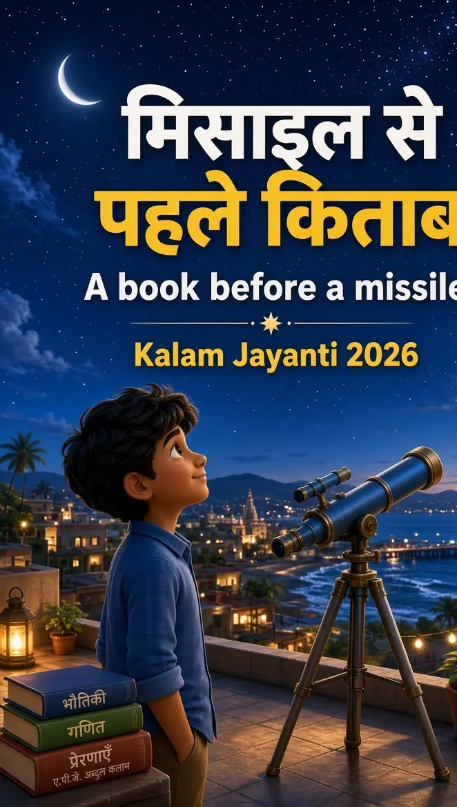 मिसाइल से पहले किताब — कलाम जयंती 2026 पोस्टर