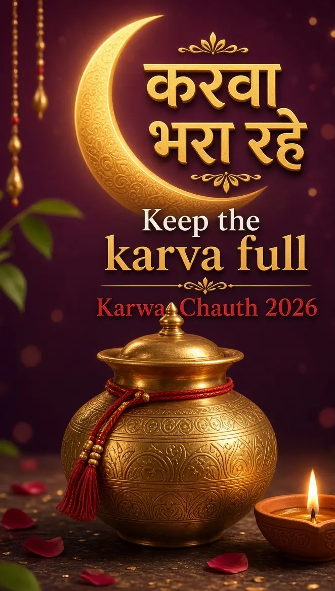 करवा भरा रहे — करवा चौथ 2026 पोस्टर