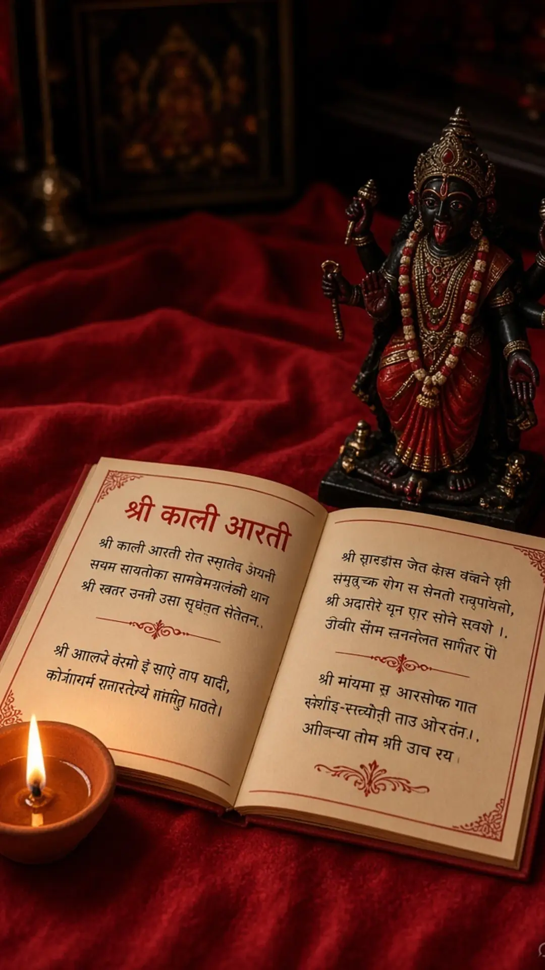 काली आरती की किताब माँ के सामने