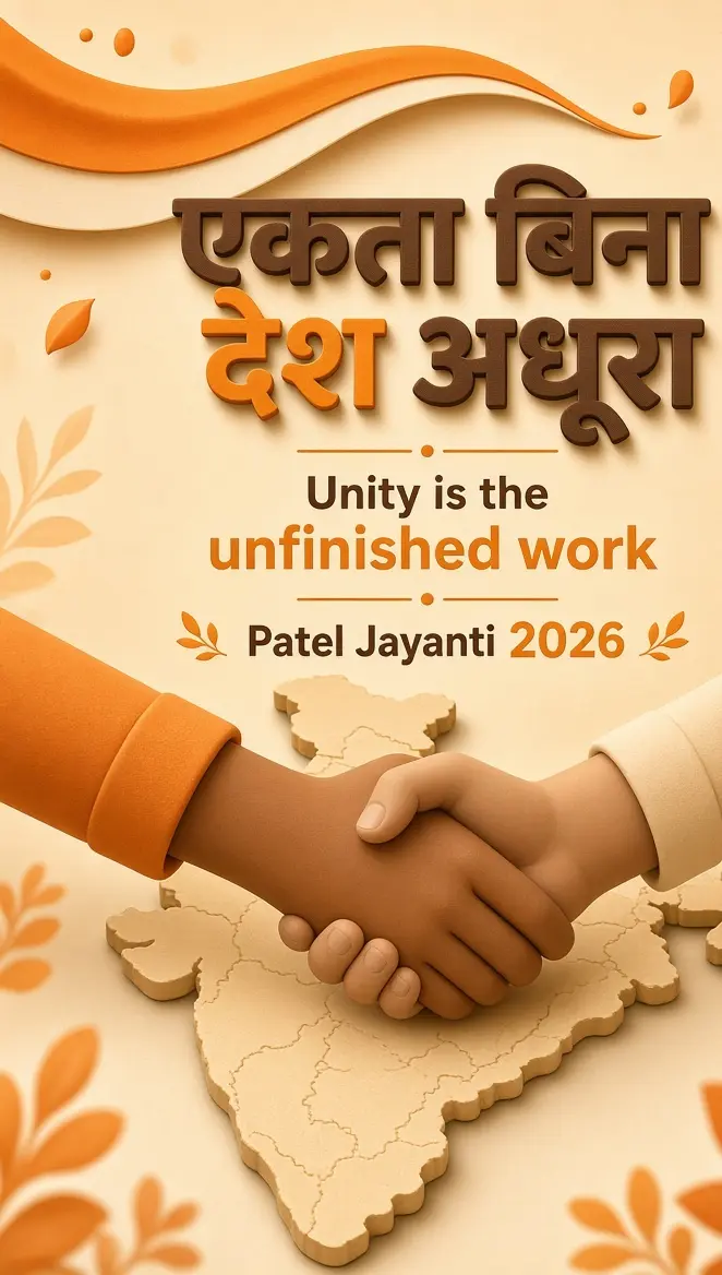 एकता बिना देश अधूरा — पटेल जयंती 2026 पोस्टर