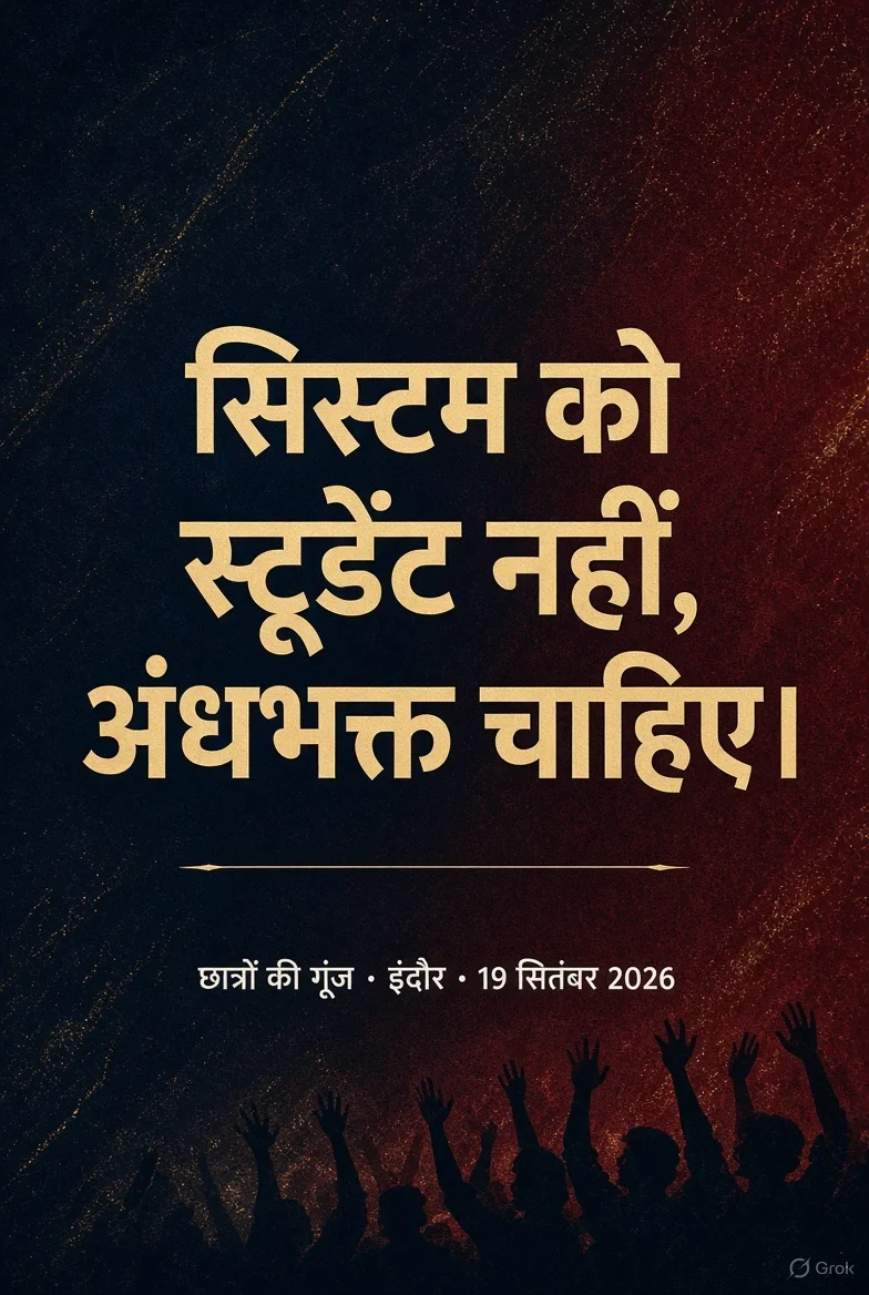 सिस्टम को स्टूडेंट नहीं अंधभक्त चाहिए — इंदौर 2026
