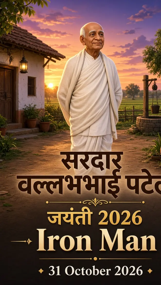 सरदार वल्लभभाई पटेल जयंती 2026 श्रद्धांजलि पोस्टर