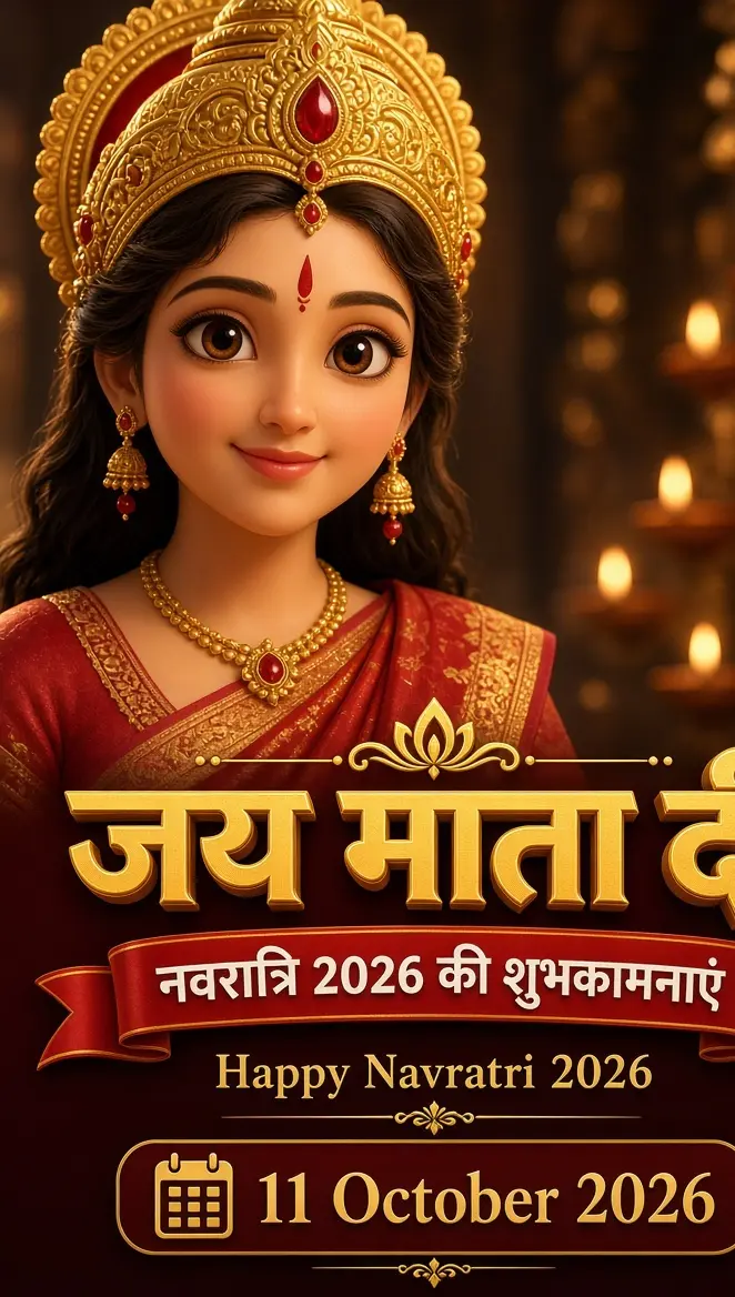 जय माता दी नवरात्रि 2026 की शुभकामनाएं स्टेटस पोस्टर