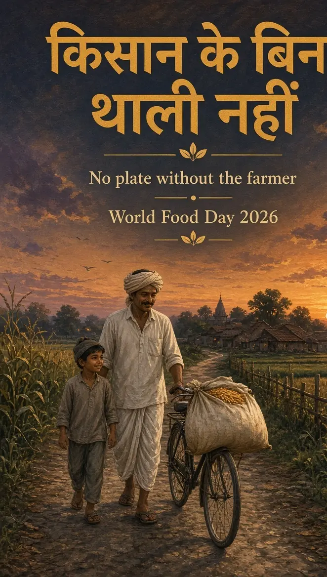 किसान के बिना थाली नहीं — विश्व खाद्य दिवस 2026 पोस्टर