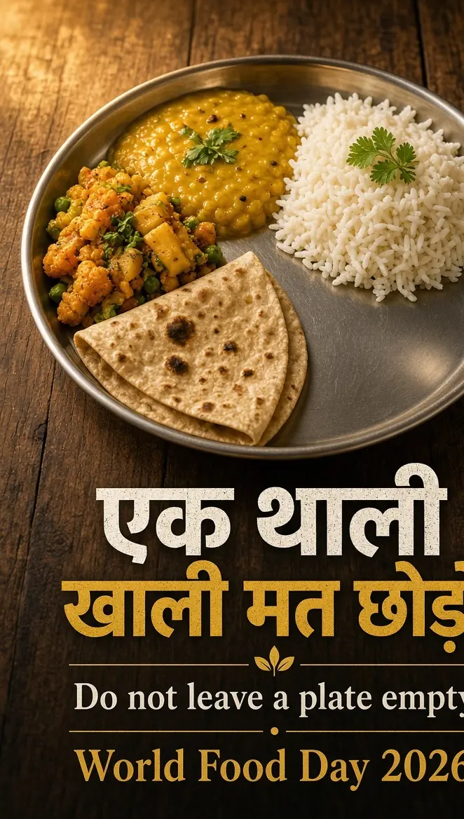 एक थाली खाली मत छोड़ो — विश्व खाद्य दिवस 2026 पोस्टर
