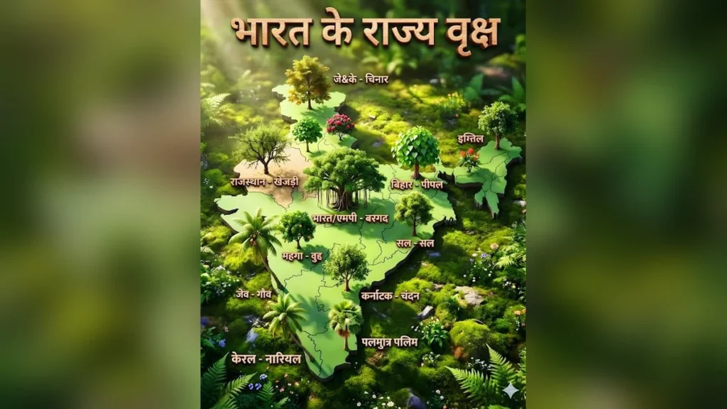 भारत के राज्य वृक्ष मानचित्र | State Trees of India Map