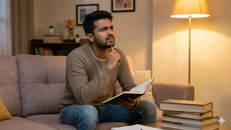 नए साल के संकल्प और गलतियों के बारे में सोचता हुआ आदमी