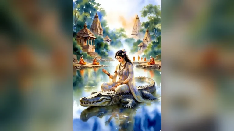नर्मदा जयंती के लिए माँ नर्मदा का दिव्य HD वॉलपेपर। दैनिक स्मरण हेतु सुंदर फोटो।