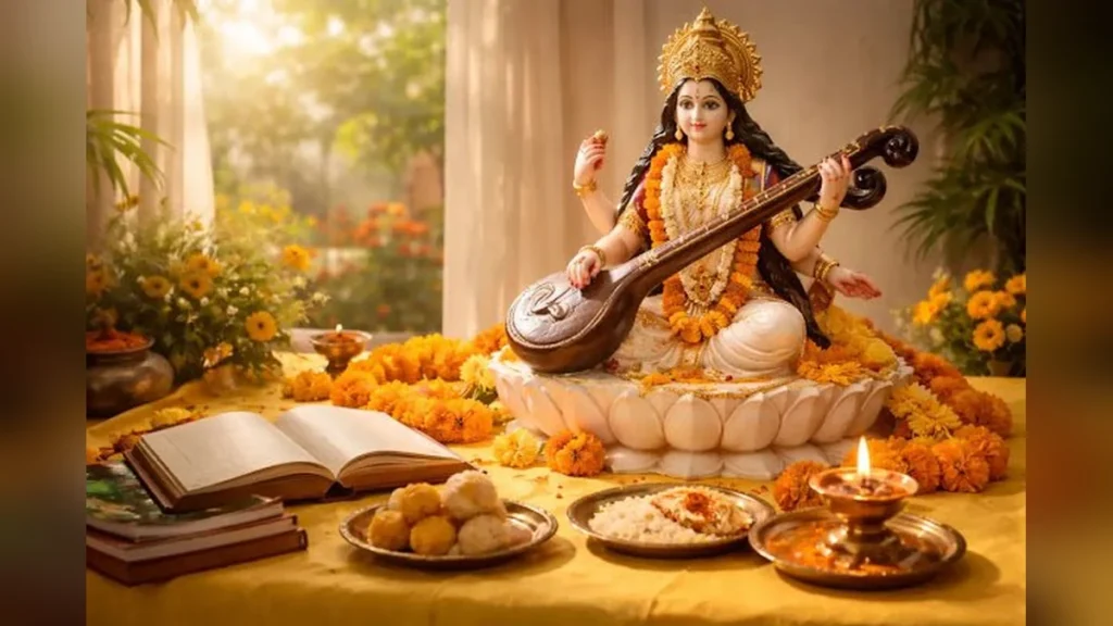 बसंत पंचमी 2026: माँ सरस्वती पूजा विधि, शुभ मुहूर्त, मंत्र, कथा और विद्यारंभ का विस्तृत गाइड