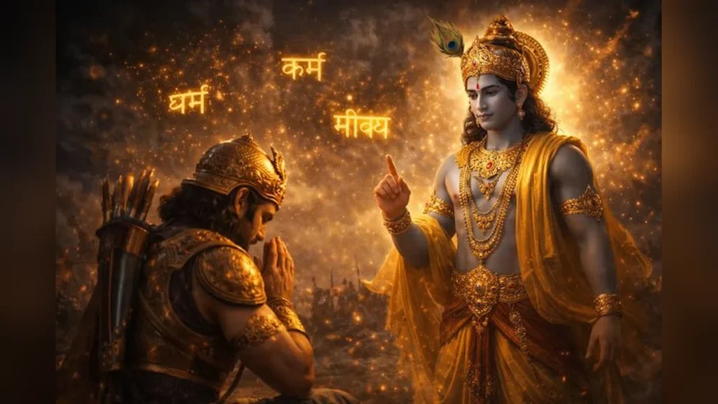 भगवान कृष्ण का अर्जुन को उपदेश: निष्काम कर्म, धर्म और मोक्ष का आधुनिक अर्थ | भगवद गीता के अनमोल वचन