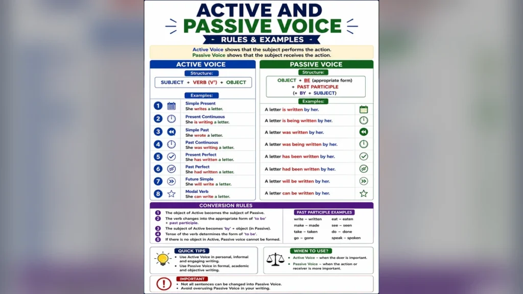 Active and Passive Voice Rules Chart Download: आसान नियम और PDF