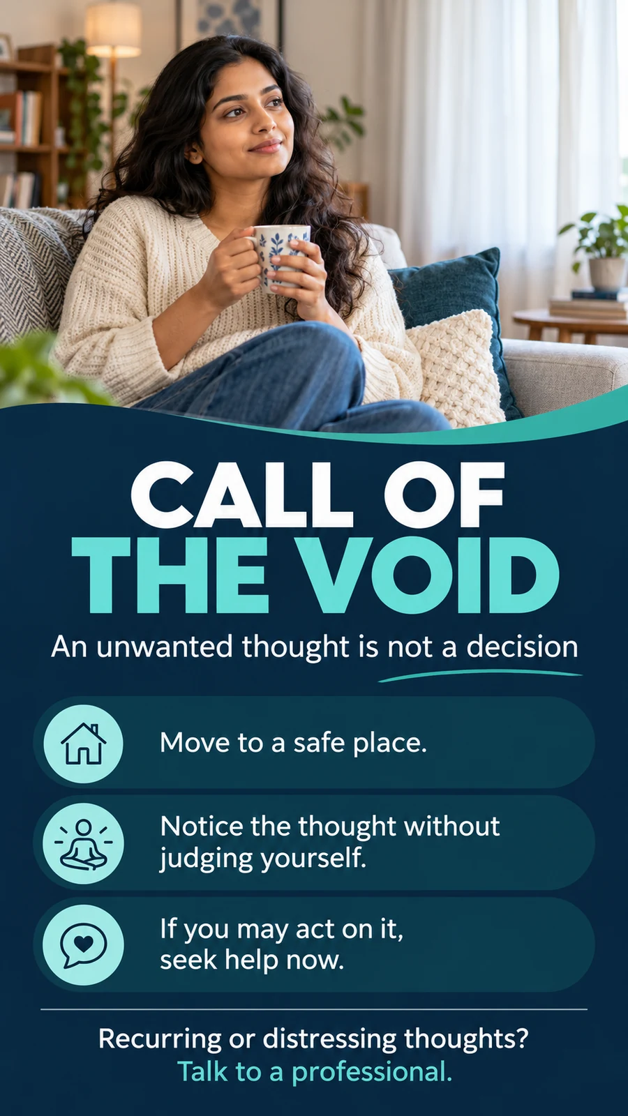 Call of the Void पोस्टर: अनचाहा ख्याल, सुरक्षित जगह और पेशेवर मदद की सलाह
