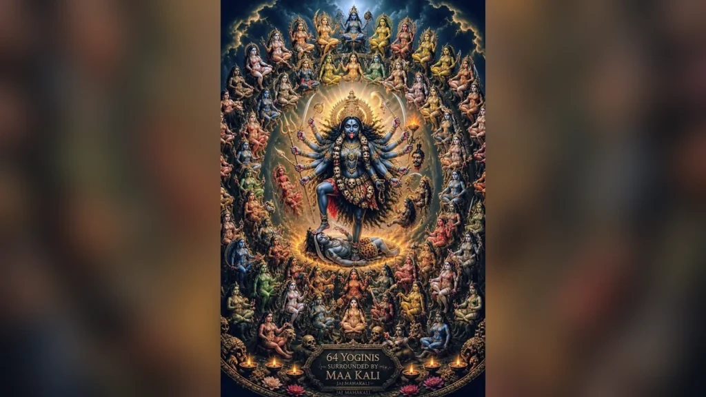 मां महाकाली के चारों ओर विराजमान चौसठ योगिनियों का दिव्य स्वरूप