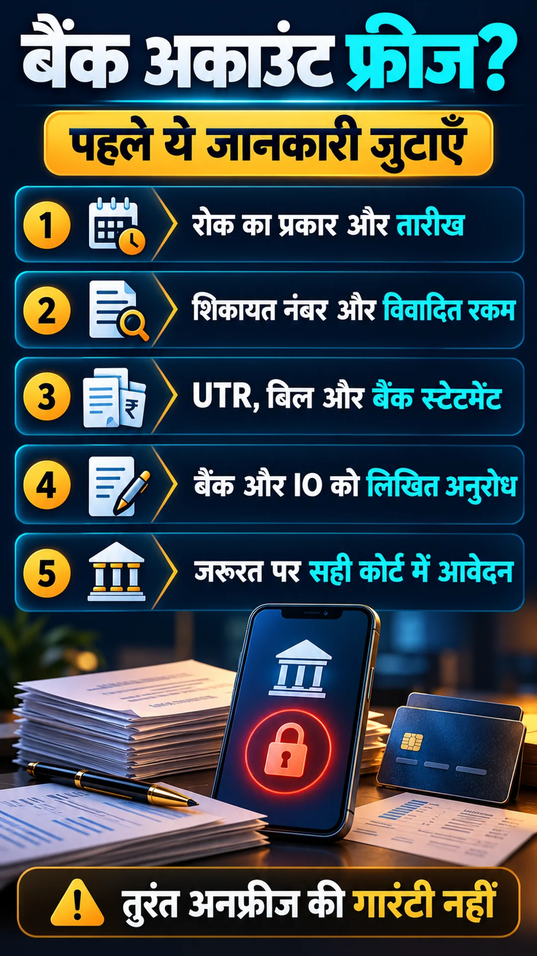 साइबर सेल अकाउंट फ्रीज होने पर जरूरी जानकारी की चेकलिस्ट